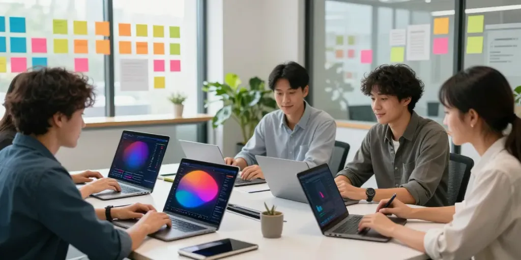 Paid Ads Management strategy session in a modern office.
